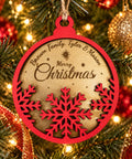 Personalised Family Christmas Ornament | Custom Wooden Snowflake Bauble