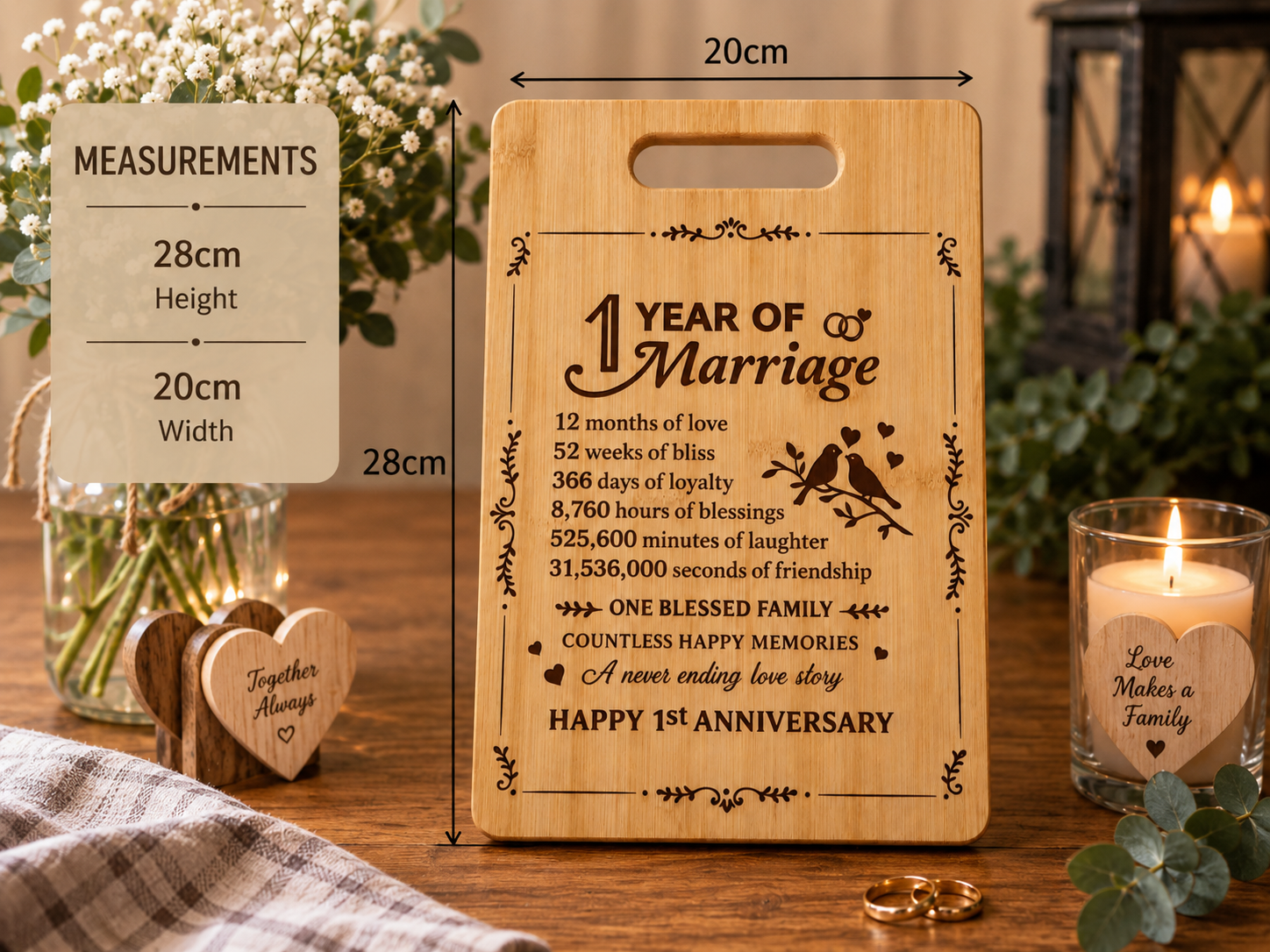 ❤️ Celebrate One Wonderful Year of Marriage  Mark a couple's first wedding anniversary with a beautiful keepsake designed to celebrate 12 months of love, laughter, friendship and happy memories.