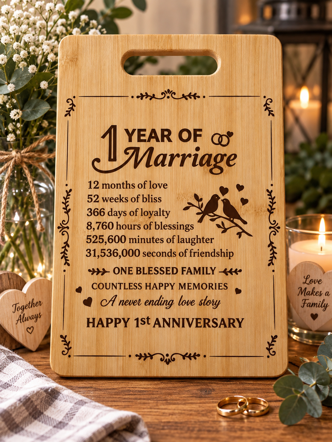 ❤️ Celebrate One Wonderful Year of Marriage  Mark a couple's first wedding anniversary with a beautiful keepsake designed to celebrate 12 months of love, laughter, friendship and happy memories.