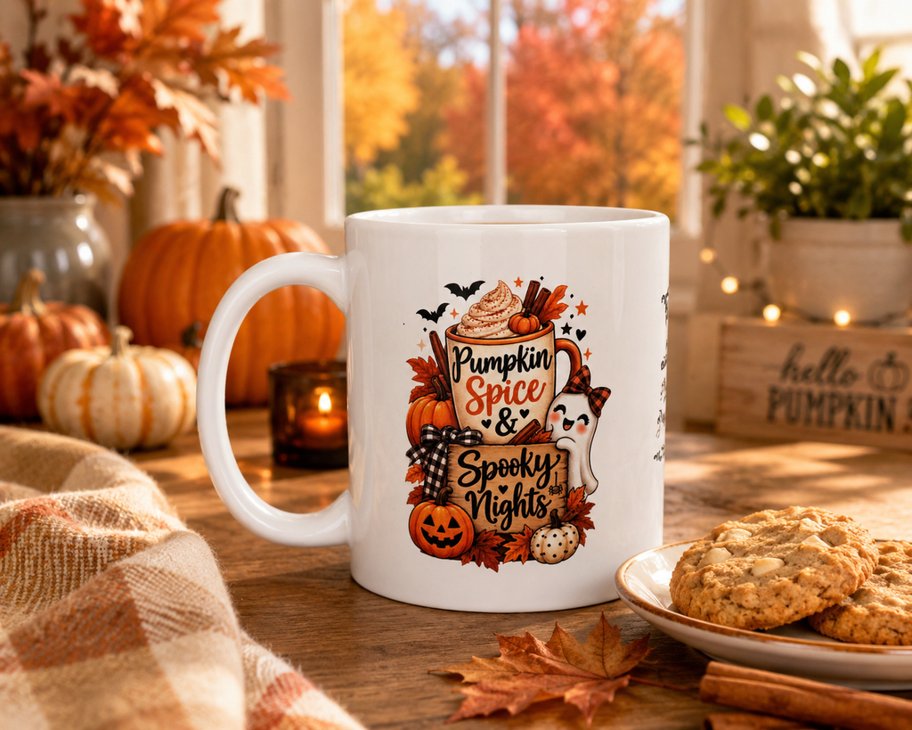 Pumpkin Spice & Spooky Nights 11oz Mug – Autumn Halloween Mug