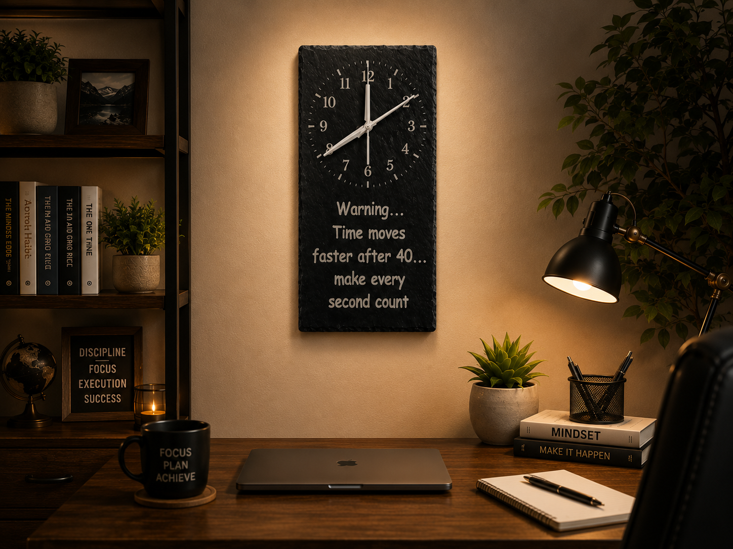 Warning... Time Moves Faster After 40 Slate Wall Clock | Funny Office & Birthday Gift