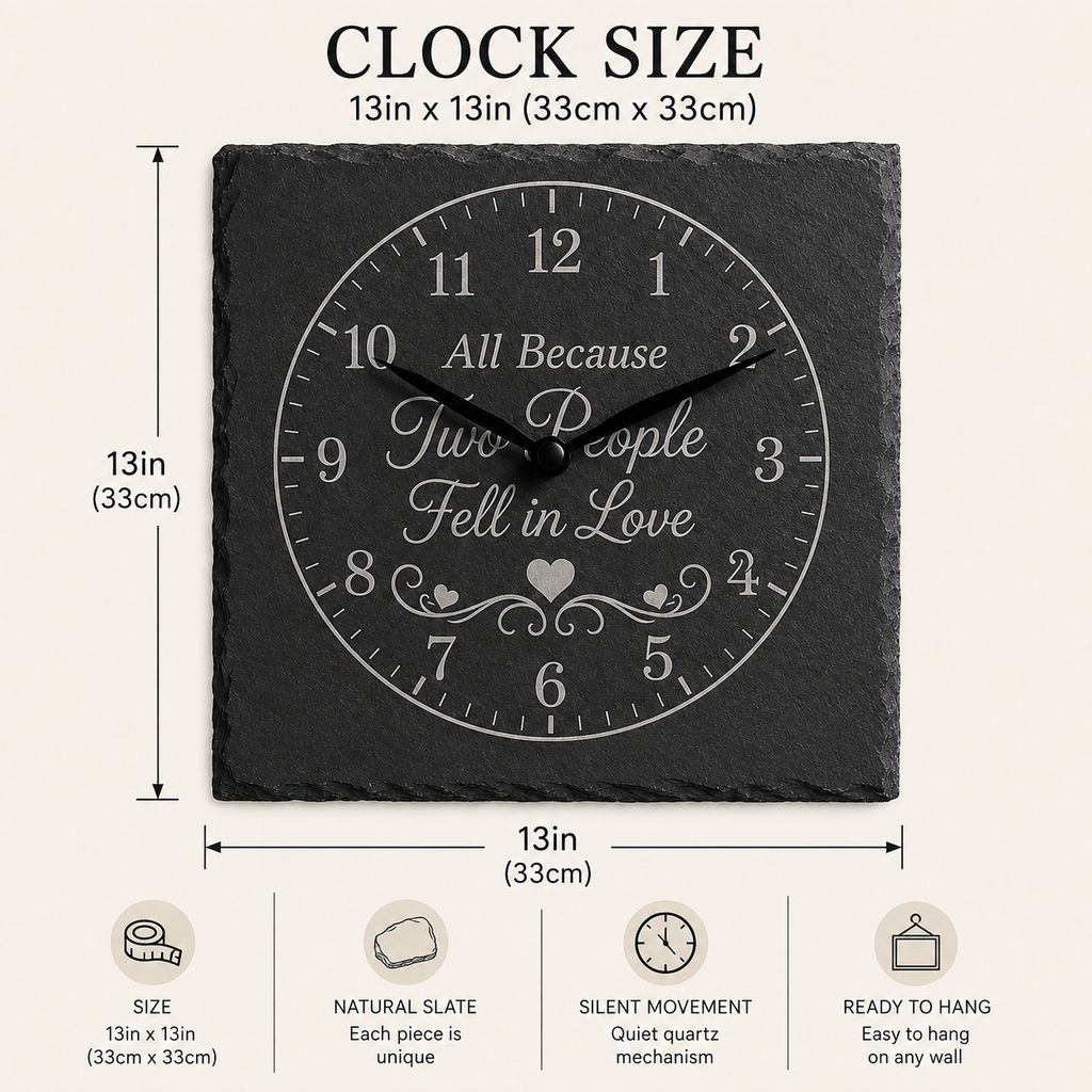 Time Spent Together Is Time Well Spent Slate Wall Clock | 33cm Handmade Gift